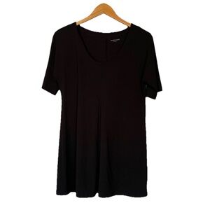 Eileen Fisher Black Knit Tunic Viscose Stretch Shirt Comfy Top Women’s Medium